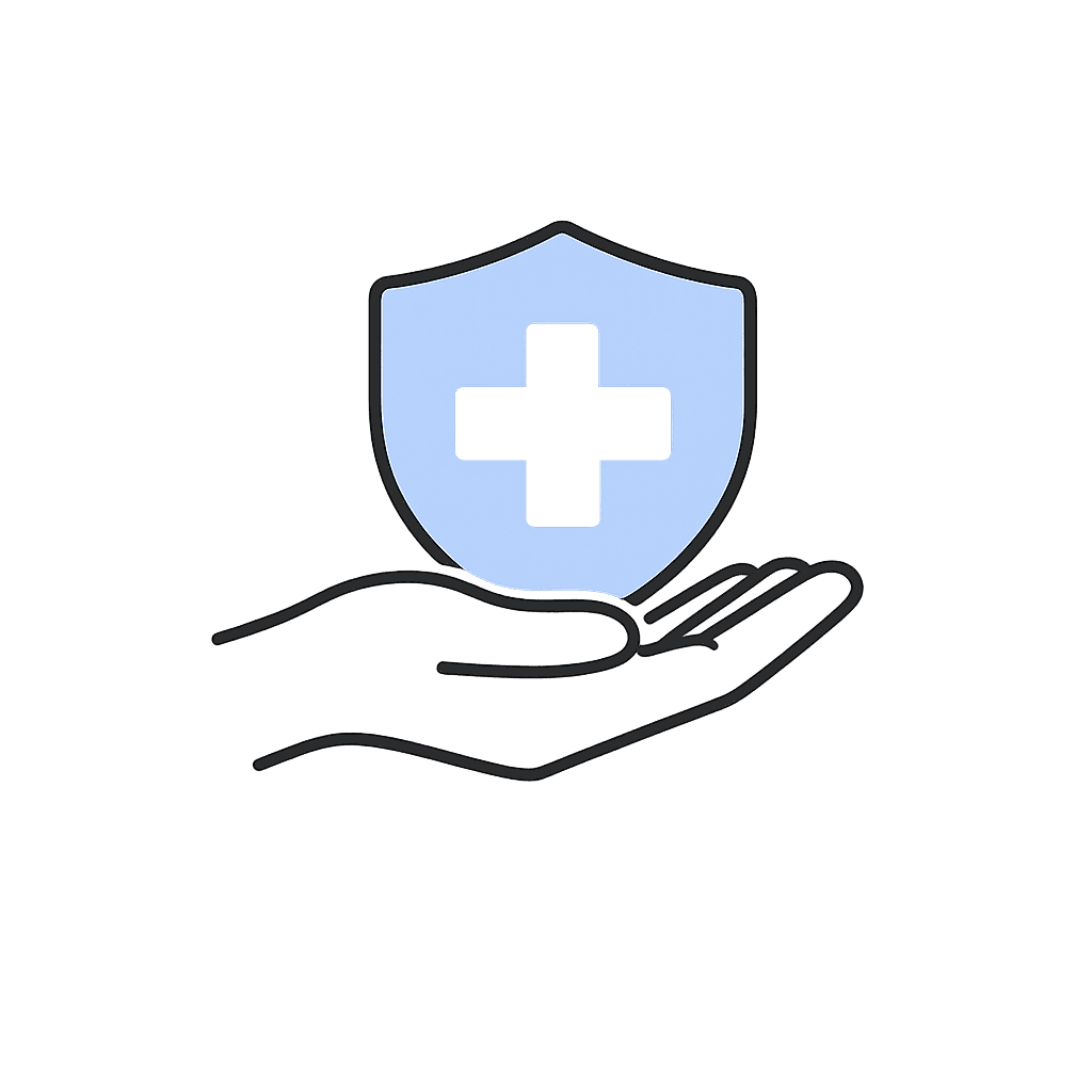 Hand holding a medical shield to represent safe evaluation of healthcare AI coding assistants