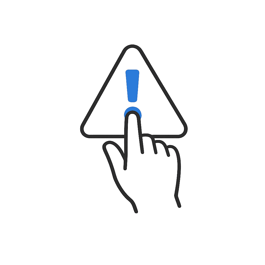 Hand pressing an emergency button to represent emergency triage in patient portal AI