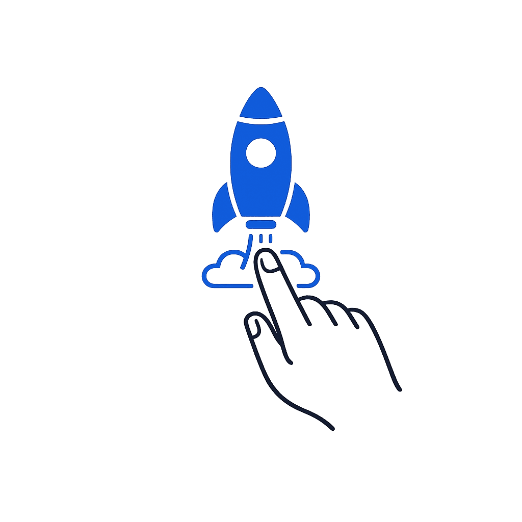 Hand and rocket illustration for adaptive clinical AI